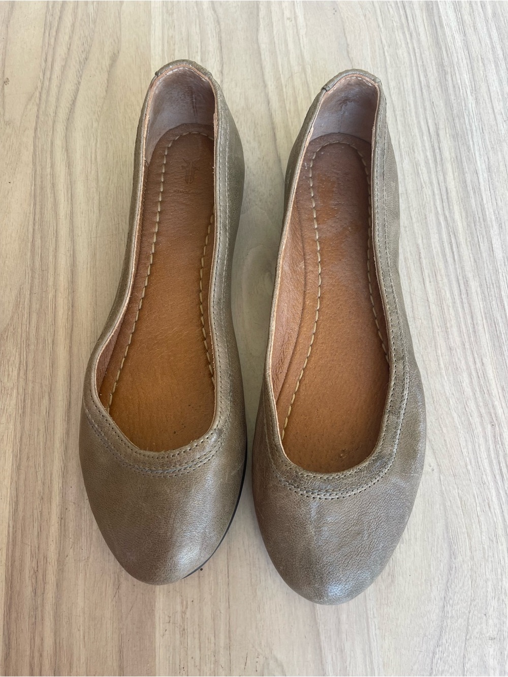 Frye Women's Taupe Leather Ballet Flats